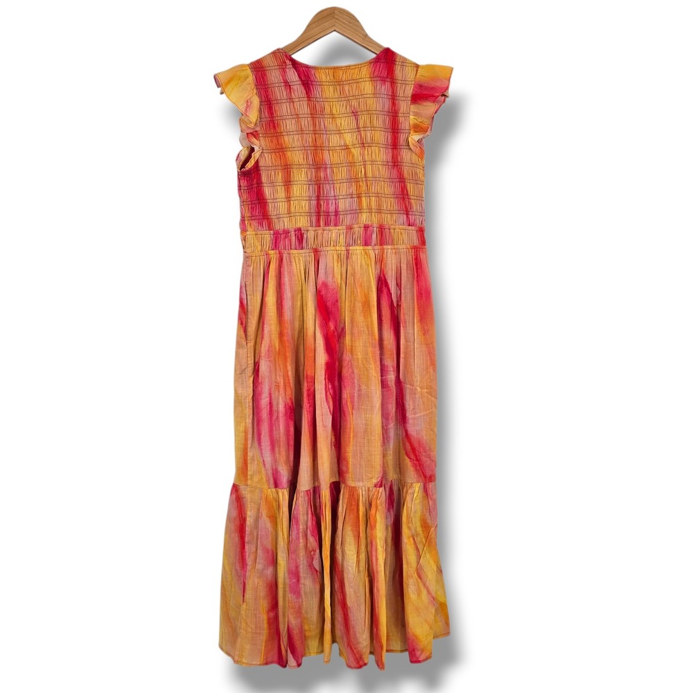 Anthropologie‎ Watercolor Smocked Maxi Dress Peregrine Midi Boho Flutter Sleeve - Picture 2 of 12